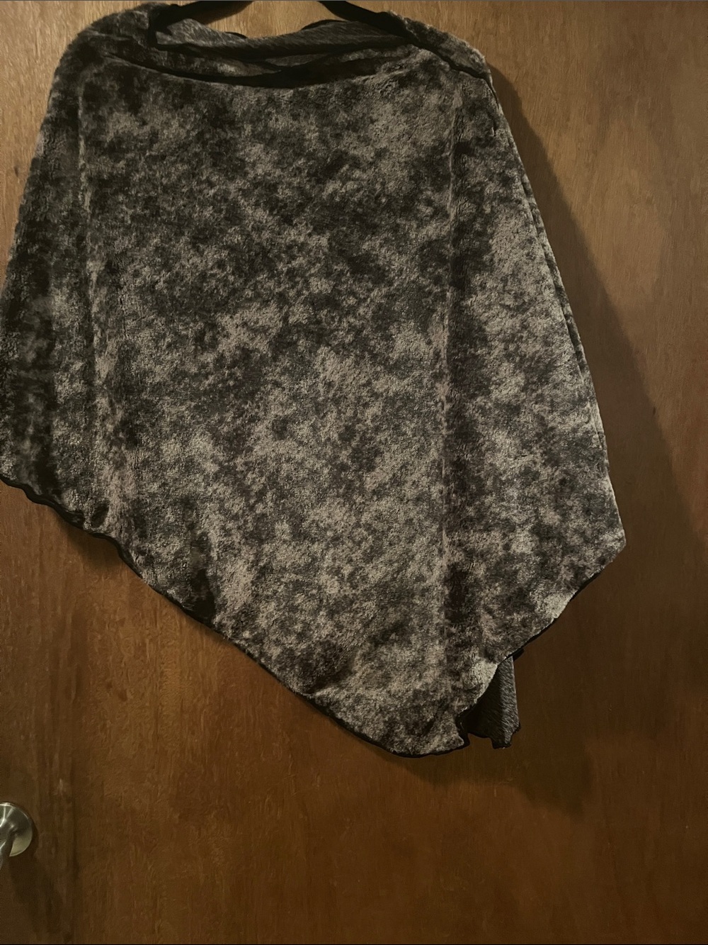 Source Unknown Asymmetrical Crushed Velvet cape in shades of brown. Very soft.